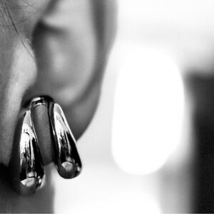 NEW Gold Zara Hoop Ear-cuff Earring with Stud Backing -In Box